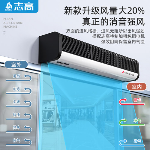 志高风幕机商用静音门口风帘机1.2/1.5/1.8/2米门头薄空气风幕扇 - 图0