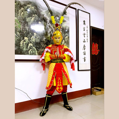 孙悟空衣服齐天大圣套装儿童美猴王演出服成人猴服西游记服装包邮 虎窝淘