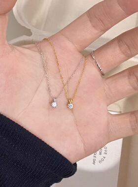 经典款八爪单钻项链女925纯银镀18K金简约小心机极细锁骨链精致款