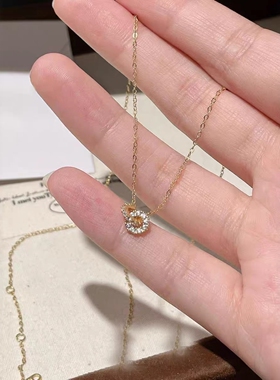 环环相扣满天星项链S925银镀18K金高级新款ins轻奢小众双环锁骨链