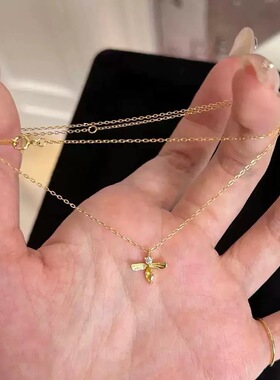 s925银可爱金色小蜜蜂吊坠项链女性高级感轻奢小众精致毛衣链配饰