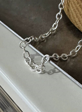 s925纯银韩版重工银珠圆球手链小众设计复古搭扣手环简约气质手饰