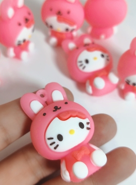 粉色hellokitty立体公仔玩偶小摆件钥匙扣包挂件diy配件挂饰kt猫