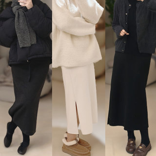 In my pupils, everyone has a commuting casual soft and waxy draped side slit autumn and winter skirt