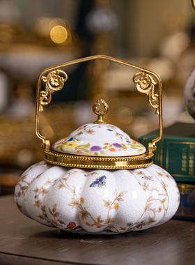 美式创意装饰南瓜提壶摆设黄铜