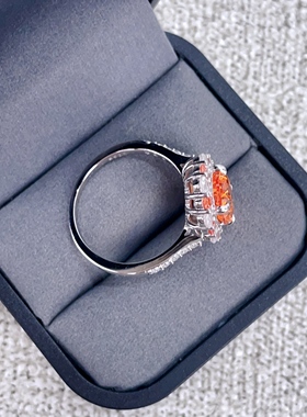 s925纯银4克拉全净精切满钻戒指