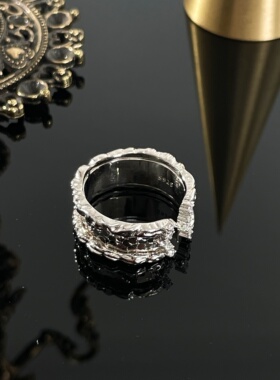 纯银925花鳞碎冰冰韩版开口戒指