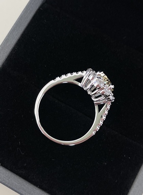 2克拉高定鹅黄色s925纯银戒指