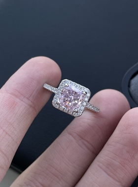 2克拉公主方纯银925戒指