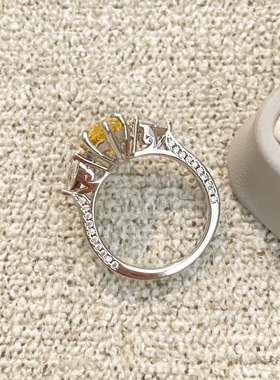 7克拉培育高碳钻纯银s925戒指