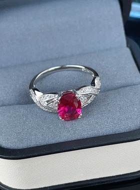 s925纯银爆闪鸽血红戒指