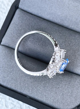 一克拉花仙子海蓝宝轻奢高级钻戒