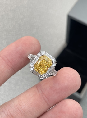 纯银925冰花切进口高碳钻戒指