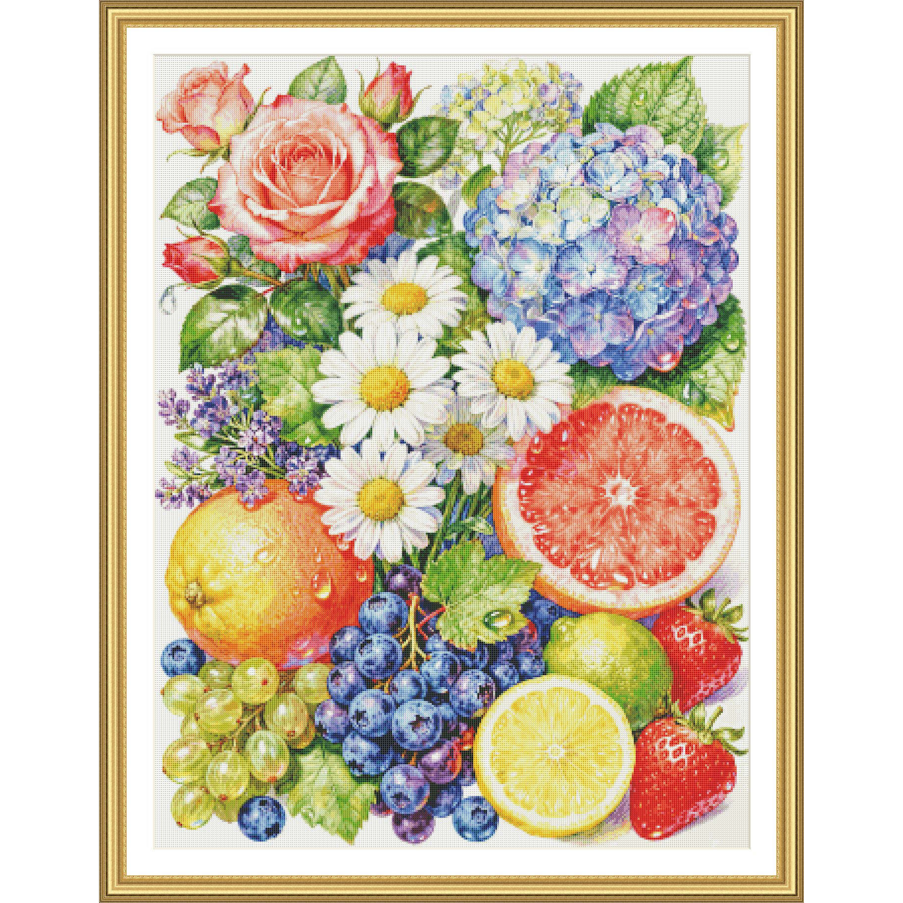 【ZZ8099-夏日鲜花与水果】十字绣2026新款客厅餐厅水果系列简约,淘宝优惠券,粉丝福利购,淘宝优惠卷