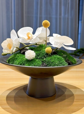 新中式永生苔藓仿真花艺 样板间餐厅餐桌茶几茶室软装桌面摆件饰