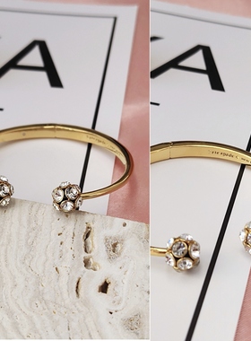 欧美出口尾货小众品牌设计logo镀真金镶嵌石头锆石奢华高级手镯女