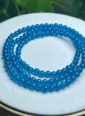 天然磷灰石水晶手链 蓝磷灰三圈手串多圈水晶蓝晶手链饰品礼物