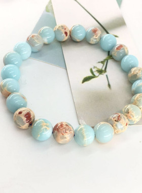 天然寿山石圆珠手链欧