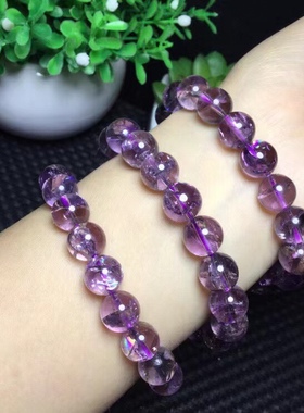 天然水晶手链单圈紫色水晶原石