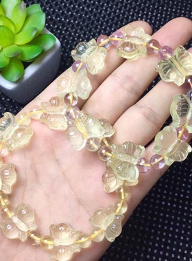 收藏天然黄水晶宝石情侣雕刻