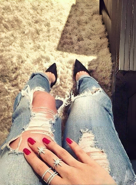 zacw.ly 925银镶嵌合成立方氧化锆石王字戒指 48号50号断码 小码