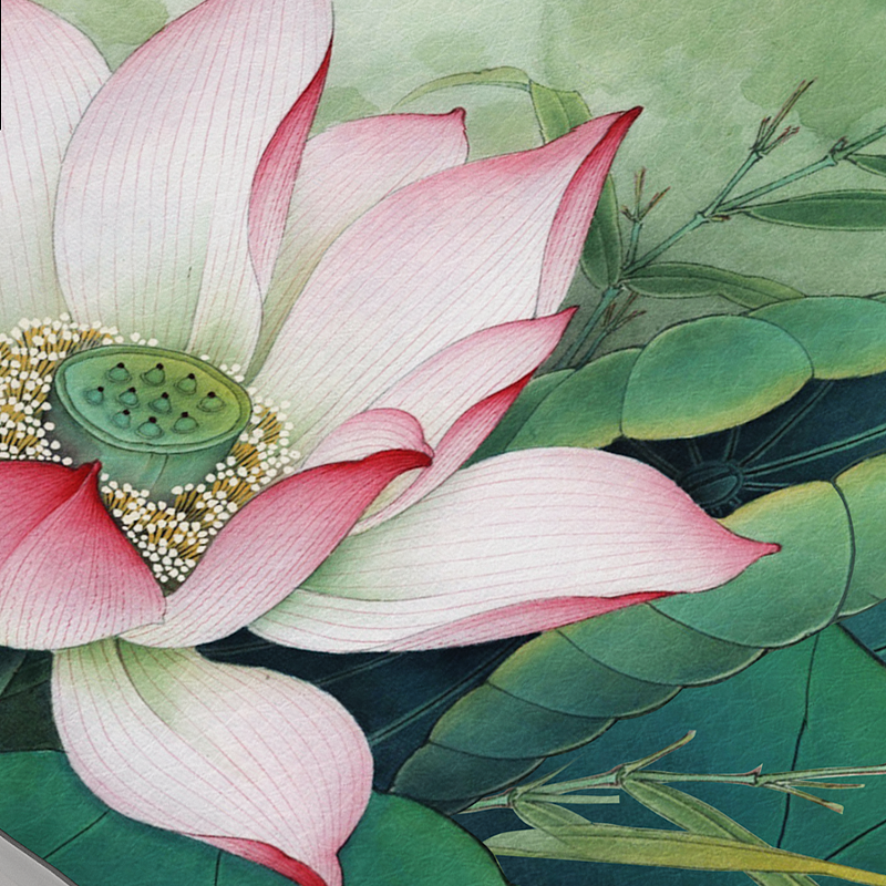 皮革桌垫桌布免洗防油防水新中式荷花茶几垫隔热垫电视柜搭布桌布,淘宝优惠券,粉丝福利购,淘宝优惠卷