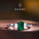 Women's 925 Silver Simple Emerald Gemstone Ring
