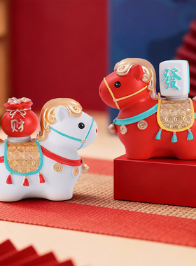 唐三彩小马上来财手办盲盒摆件洛阳文创纪念品马年吉祥物伴手礼物