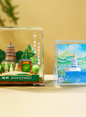 杭州西湖灵隐寺三潭印月入油摆件