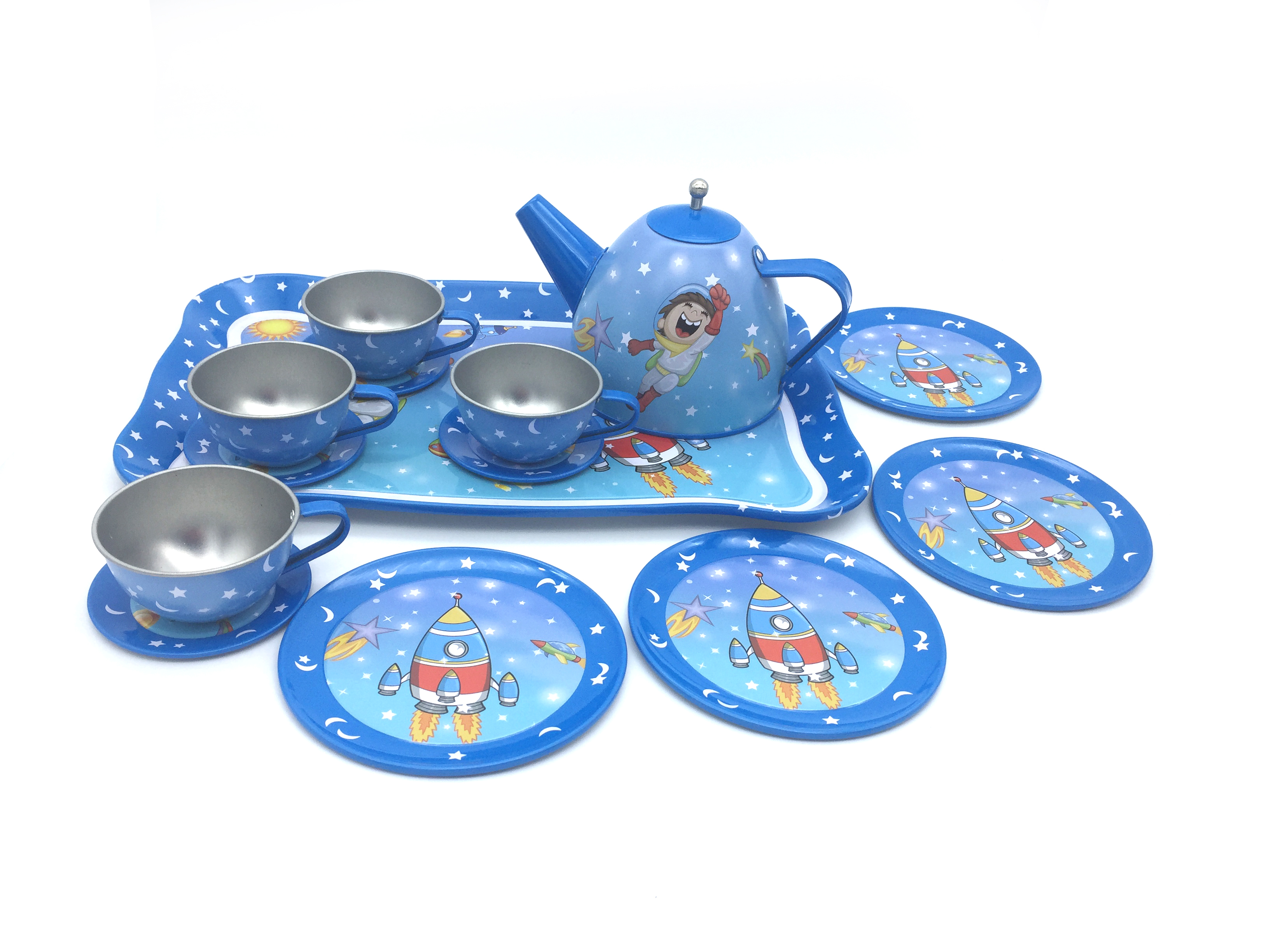 儿童过家家厨房组合玩具男女童小孩游戏下午茶马口铁仿真茶壶套装 - 图2