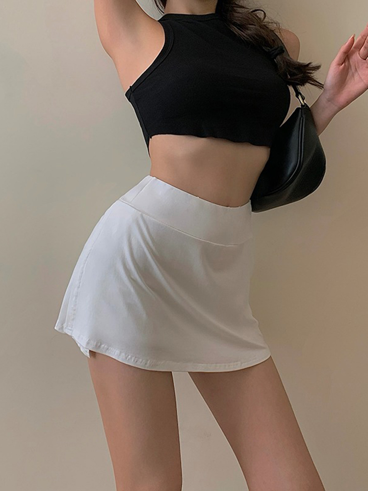 High Waist Slit Tight Hip Short Skirt高腰开叉谨慎a字运动短裙 - 图1