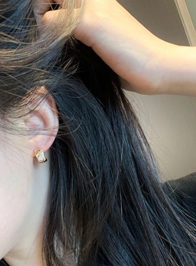 Jennie同款耳环金智妮朴敏英金裕贞菱形格纹耳夹小香风轻奢高级气