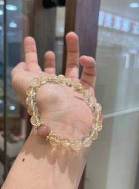 巧恩天然黄阿塞橙月光手链女生8mmDIY设计个性小众水晶串珠