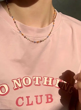 彩色多巴胺串珠项链女夏季时尚百搭不掉色高级感轻奢锁骨链潮