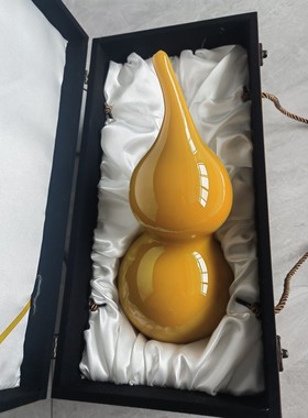 古法琉璃葫芦鸡油黄福禄纯手工摆件家居饰品装饰吉祥淄博源头产地