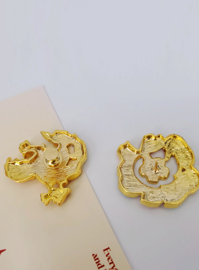 西安博物院文创纪念品国潮凤鸟花瓣弹簧扣可爱小众胸针衣服配饰品