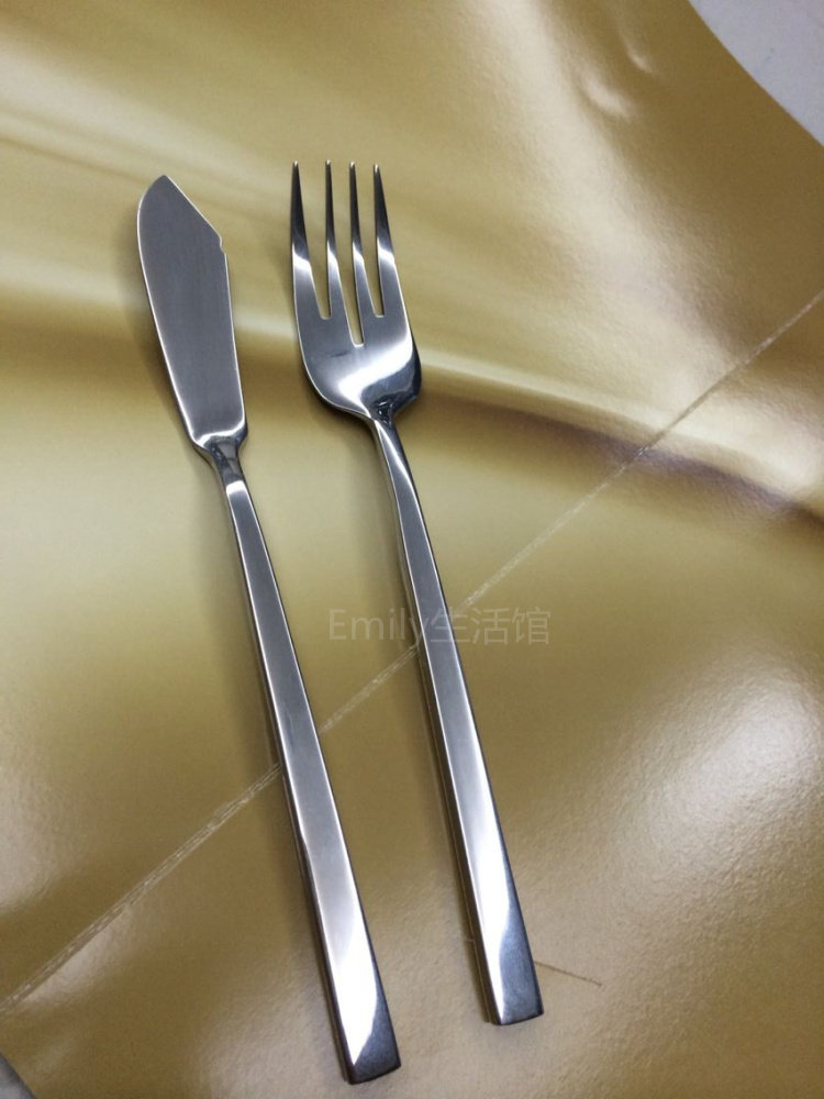 jomu与德国p家同款 高档西餐 不锈钢刀叉勺  时尚方柄 鱼刀 鱼叉