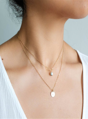 包金项链礼物天然淡水珍珠