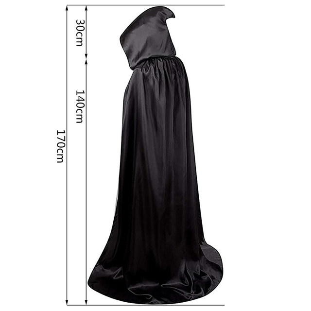 Halloween costume cloak ສີດໍາ cloak props ກັບ hood