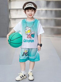 Boys' summer ultraman thin football uniforms 2025 new summer basketball uniforms suit clothes children's quick-drying trendy cool