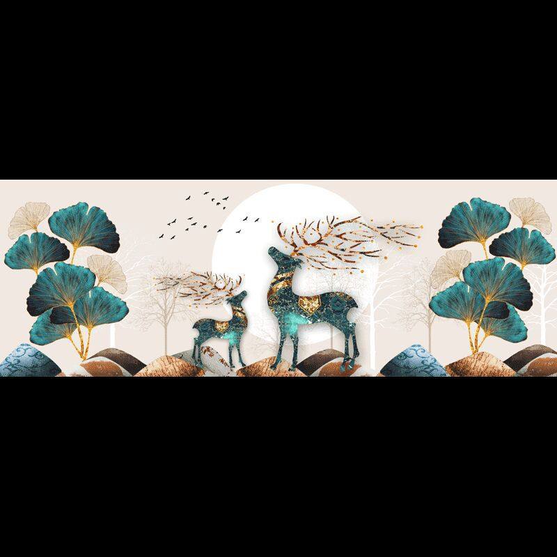 钻石绣2024年新款满钻欧式麋鹿客厅粘贴钻十字绣银杏叶5D砖石秀,淘宝优惠券,粉丝福利购,淘宝优惠卷