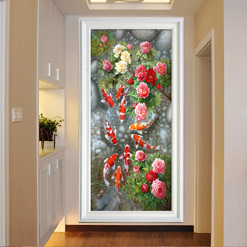 钻石绣2024年新款满钻欧式客厅玄关竖版点贴钻十字绣抽象黄金发财,淘宝优惠券,粉丝福利购,淘宝优惠卷