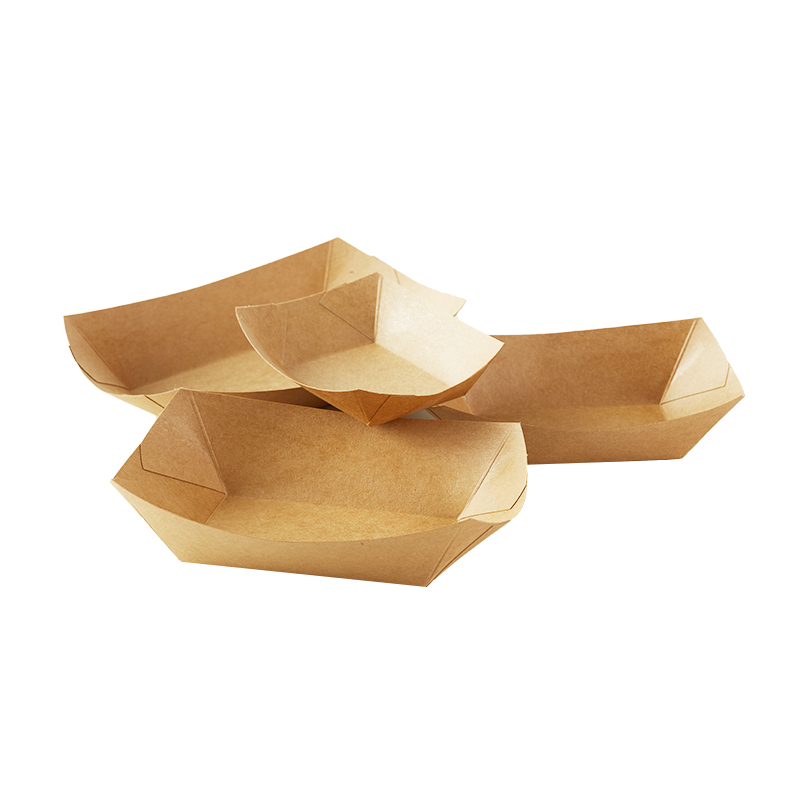 食品级免折叠牛皮纸船盒敞口托盘烧烤盘薯条炸鸡烤肠打包盒可微波 - 图3