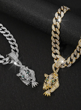 热销高级感草原动物豹子吊坠项链