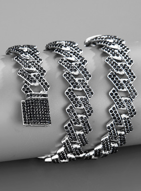 菱形满钻复古古巴链欧美