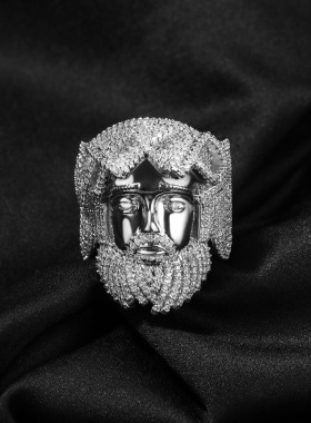 嘻哈经典复古浮雕人像男士戒指