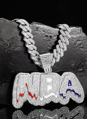 嘻哈NBA满钻字母男女项链