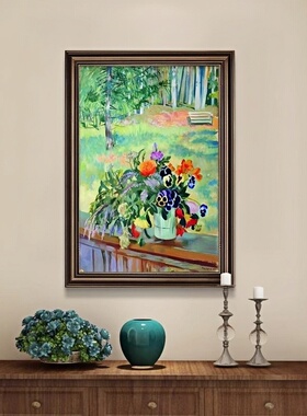 美式向日葵装饰画客厅沙发背景墙挂画餐厅壁画向日葵油画高级感
