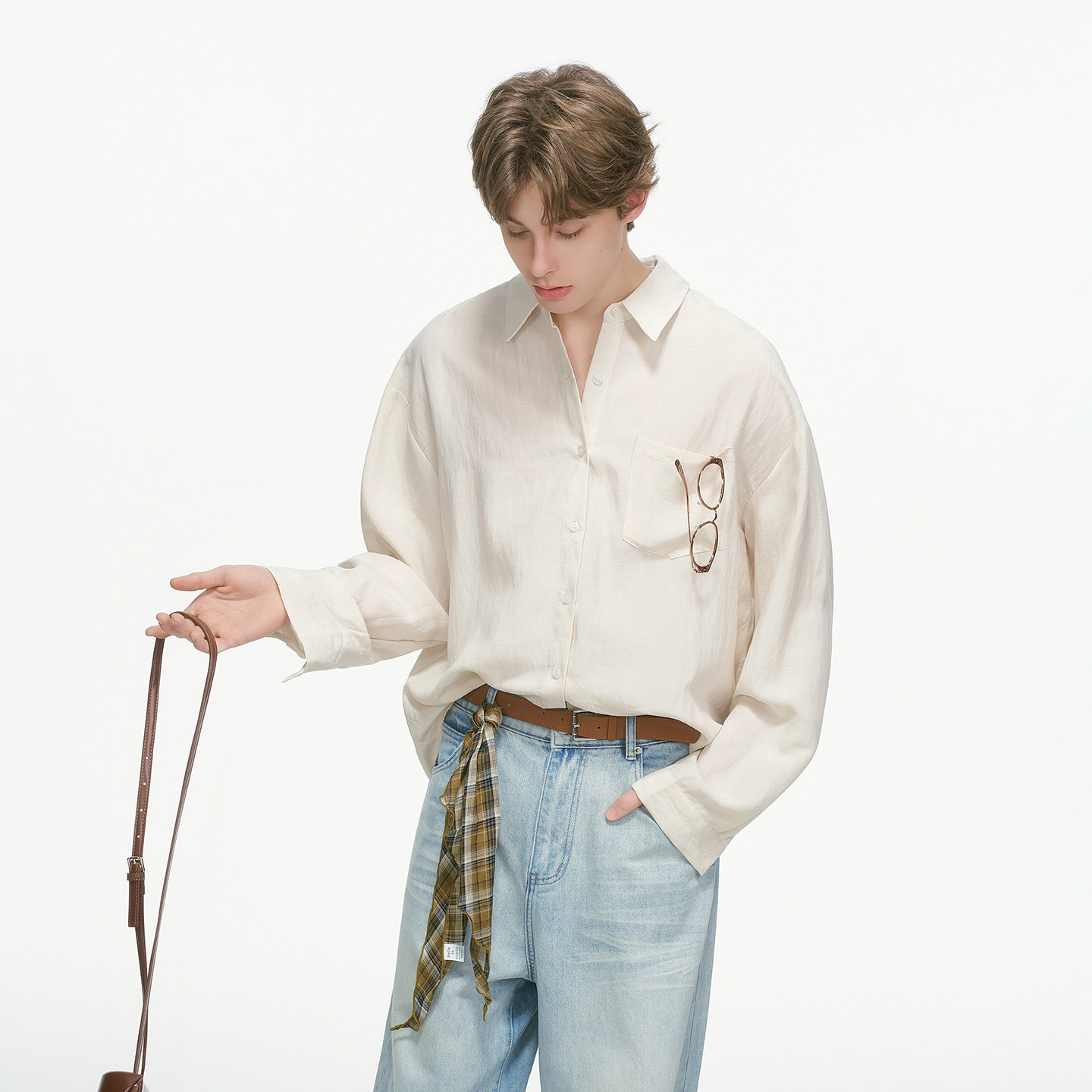 Dream made老钱风松弛感莱赛尔长袖衬衫男款秋季内搭情侣亚麻衬衣,淘宝优惠券,粉丝福利购,淘宝优惠卷