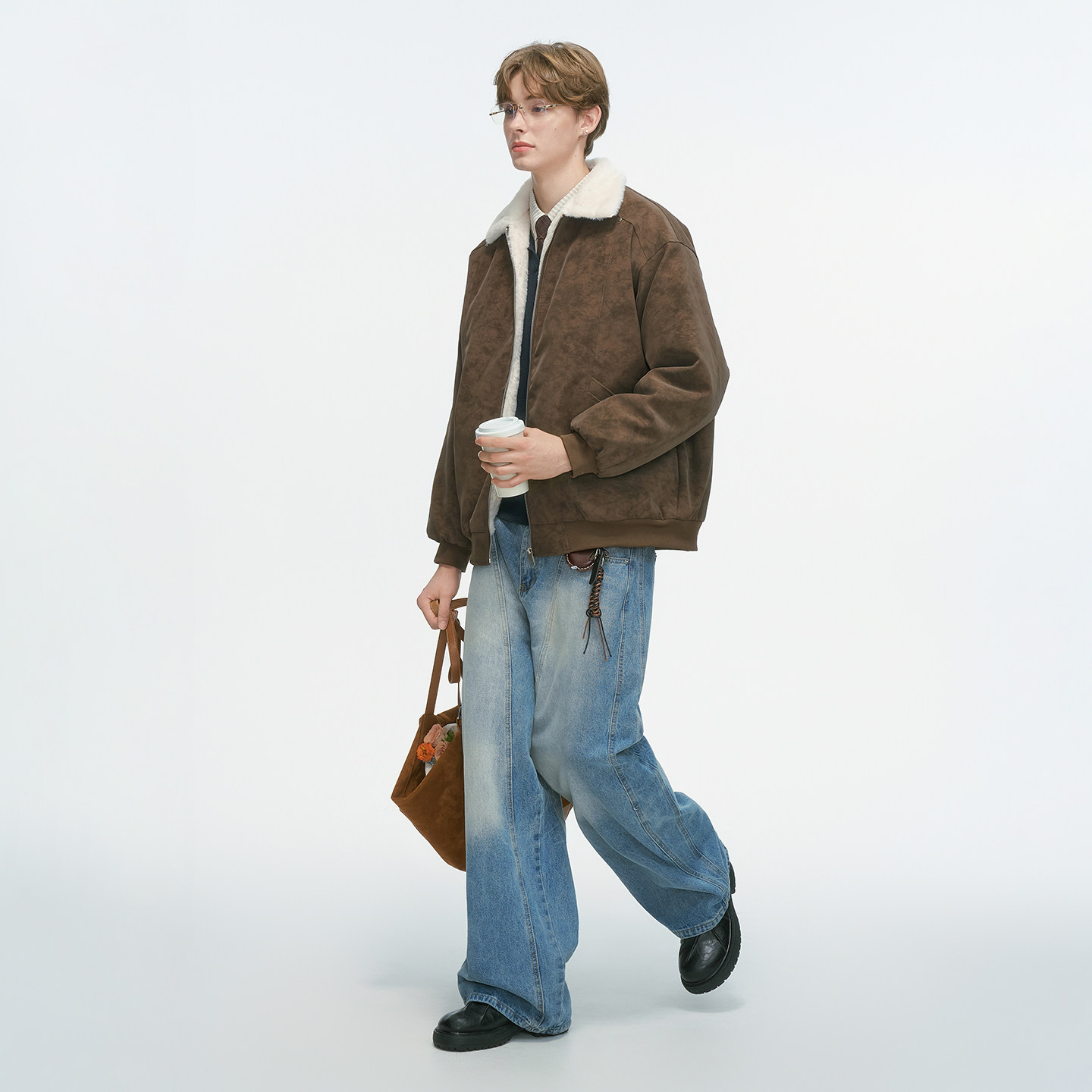 Dream made巴恩风羊羔绒棉服男冬季加厚男生冬装外套工装PU皮棉衣,淘宝优惠券,粉丝福利购,淘宝优惠卷